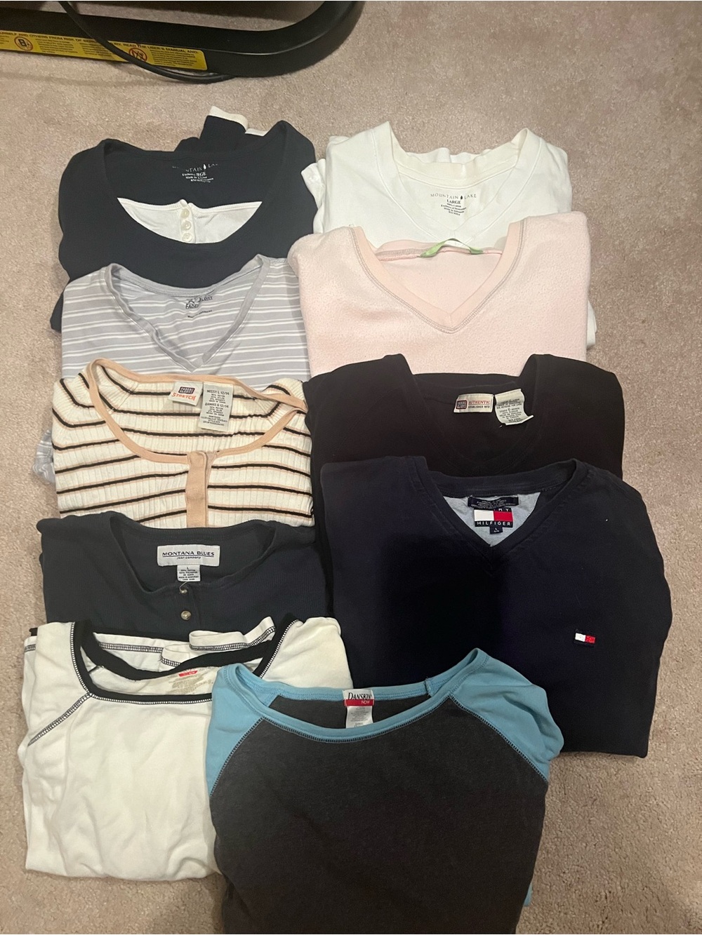 Mixed Women’s Tops Stack - Navy, White, Pink, Striped All Long Sleeve Large
